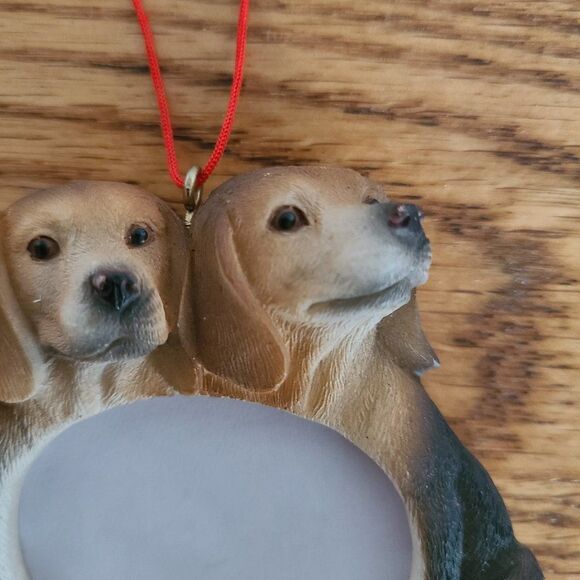 Vintage Resin Beagle Puppy Dog Friends Pair Picture Frame Ornament - Picture 11 of 16